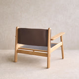 Wren Armchair | Oak with Brown Leather Harness - Porcelain
