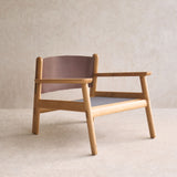 Wren Armchair | Oak with Brown Leather Harness - Porcelain