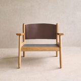 Wren Armchair | Oak with Brown Leather Harness - Porcelain