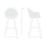 Avril Bar Stool | Teak Frame - Black