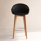 Avril Bar Stool | Teak Frame - Black
