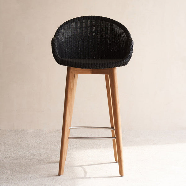 Avril Bar Stool | Teak Frame - Black