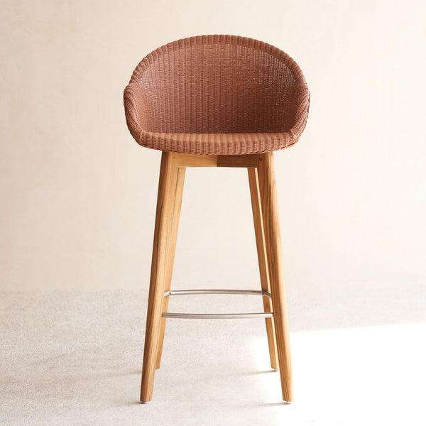 Avril Bar Stool | Teak Frame - Dusty Coral