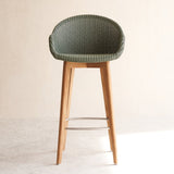 Avril Bar Stool | Teak Frame - Dusty Green