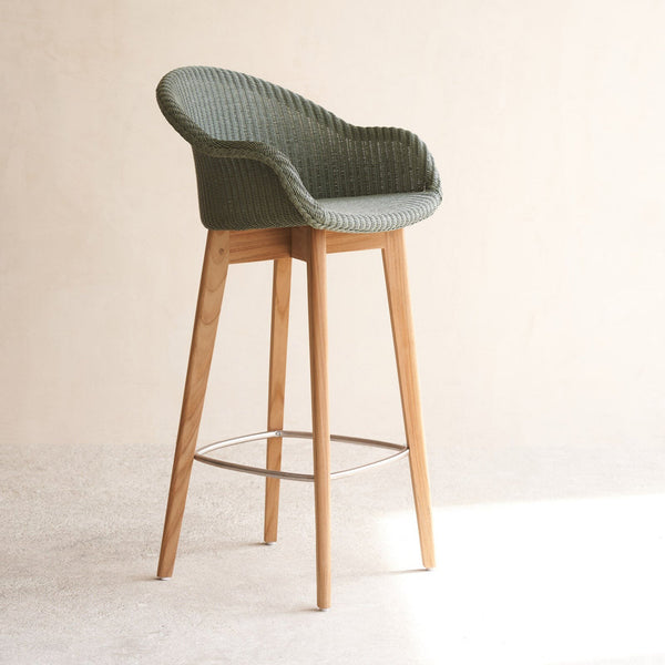 Avril Bar Stool | Teak Frame - Dusty Green