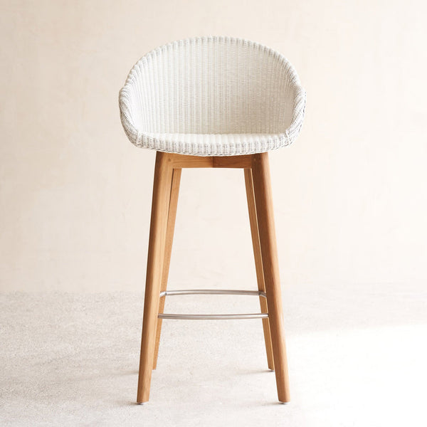 Avril Bar Stool | Teak Frame - Pure White