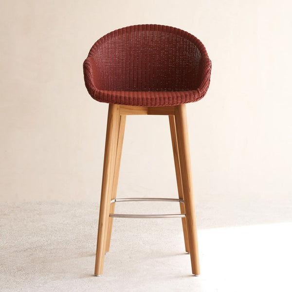 Avril Bar Stool | Teak Frame - Terracotta