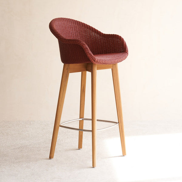 Avril Bar Stool | Teak Frame - Terracotta