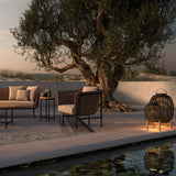 Tika Outdoor Lantern | Teak Base - Black