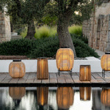 Tika Outdoor Lantern | Teak Base - Camel