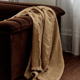 Freya Linen Throw | Biscuit