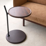 Bystander Leather Side Table | Espresso with Walnut Frame