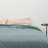 Linen Quilted Bedcover | Bluestone