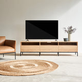 Ethnicraft ligna oak TV console 3 drawers, crafted from high quality European oak with soft closing blum drawer runners - $3540