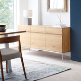 Ethnicraft ligna oak sideboard 3 doors 3 drawers crafted with high quality European oak with adjustable shelves and soft closing blum drawer runners - $3160