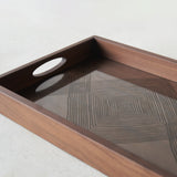 Linear Squares Glass Tray | Walnut - Rectangle (69cm)