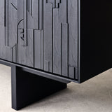 Ethnicraft mosaic teak sideboard 4 doors, crafted with FSC certified sustainably sourced teak with mahogany doors with a varnish finish - $3840