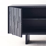 Ethnicraft mosaic teak sideboard 4 doors, crafted with FSC certified sustainably sourced teak with mahogany doors with a varnish finish - $3840