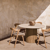 Roller Max Outdoor Dining Table | Concrete & Teak (125cm)