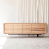 Ethnicraft shadow oak sideboard 3 door 3 drawers crafted from high quality European oak with adjustable shelves and soft closing blum - $3960