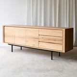 Ethnicraft shadow oak sideboard 3 door 3 drawers crafted from high quality European oak with adjustable shelves and soft closing blum - $3960