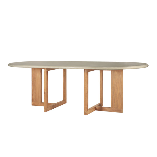 Trestle Outdoor Dining Table | Concrete & Teak