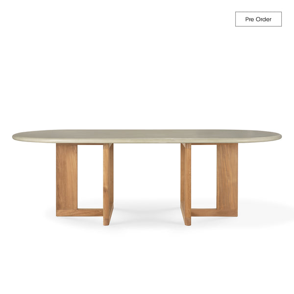 Trestle Outdoor Dining Table | Concrete & Teak