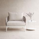 Hamilton Outdoor Armchair | White Frame - Taupe (95cm)