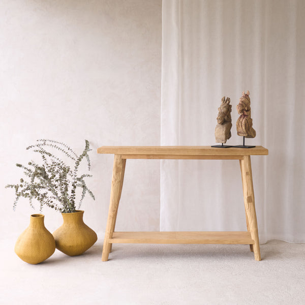 Roca Rustic Console with Shelf | Old Teak - Natural