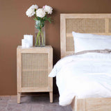 Rattan Bedside Table | Teak - Whitewash