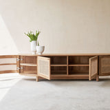 Luna TV Console Natural Teak, 210cm. Only available at Originals Furniture Singapore.