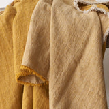 Reversible Throw | Crumpled Washed Linen - Ochre