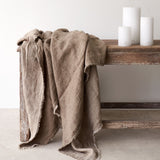 Reversible Throw | Crumpled Washed Linen - Taupe