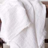 Reversible Throw | Crumpled Washed Linen - Blanc