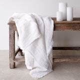Reversible Throw | Crumpled Washed Linen - Blanc