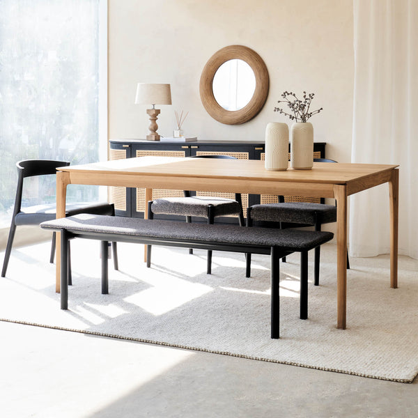 Folk Bench | Black Frame - Cinder (160cm)