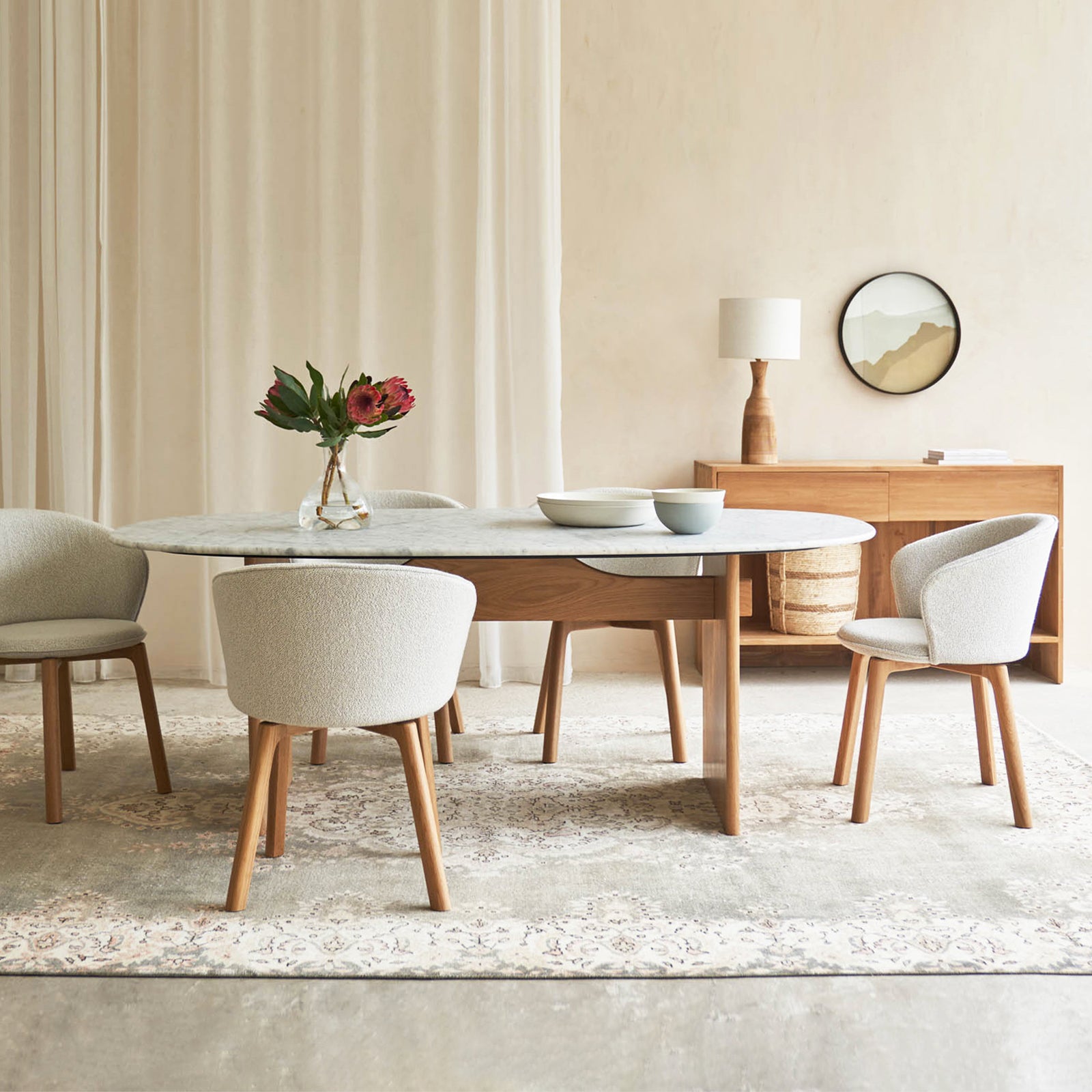 Kelly Dining Table Marble with Oak Base 200cm Originals