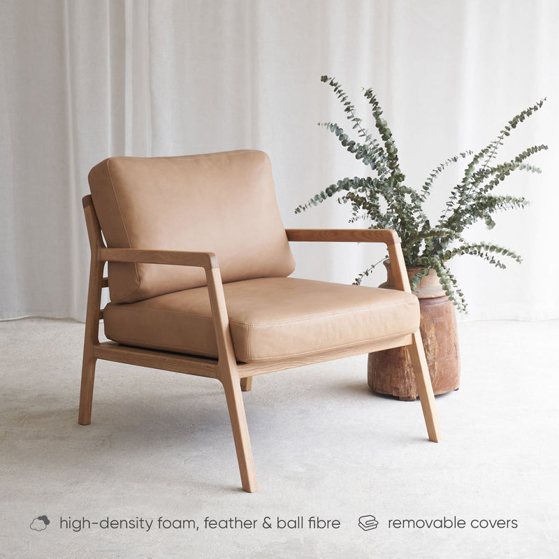 Nysse Leather Armchair | Oak Frame - Canyon