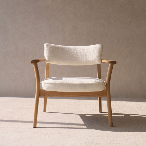 Poise Fabric Armchair | Oak Frame - Panna Cotta