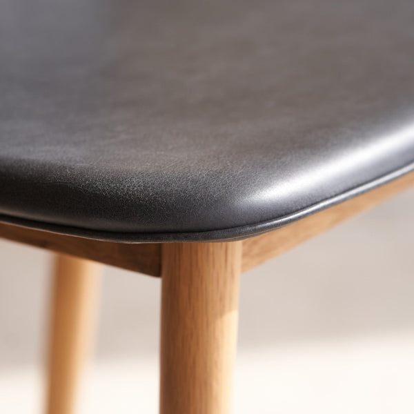 Puddle Leather Bar Stool | Oak Frame - Coal