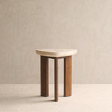 Dune Travertine Side Table | Walnut Stained (45cm)