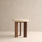 Dune Travertine Side Table | Walnut Stained (45cm)
