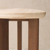 Dune Travertine Side Table | Walnut Stained (45cm)