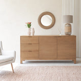 Teak Andes Sideboard with Alifia Table Lamp & Demeter Vase