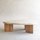 Dune Travertine Coffee Table | Teak (120cm)