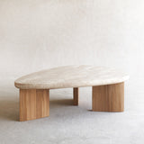 Dune Travertine Coffee Table | Teak (120cm)