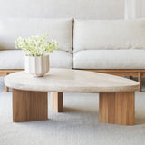 Dune Travertine Coffee Table | Teak (120cm)