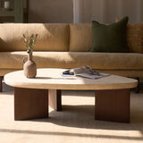 Dune Travertine Coffee Table | Walnut Stained (120cm)