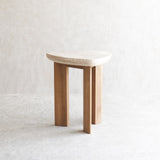 Dune Travertine Side Table | Teak (45cm)