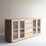 Ledge Sideboard with Glass Doors and 4 Drawers